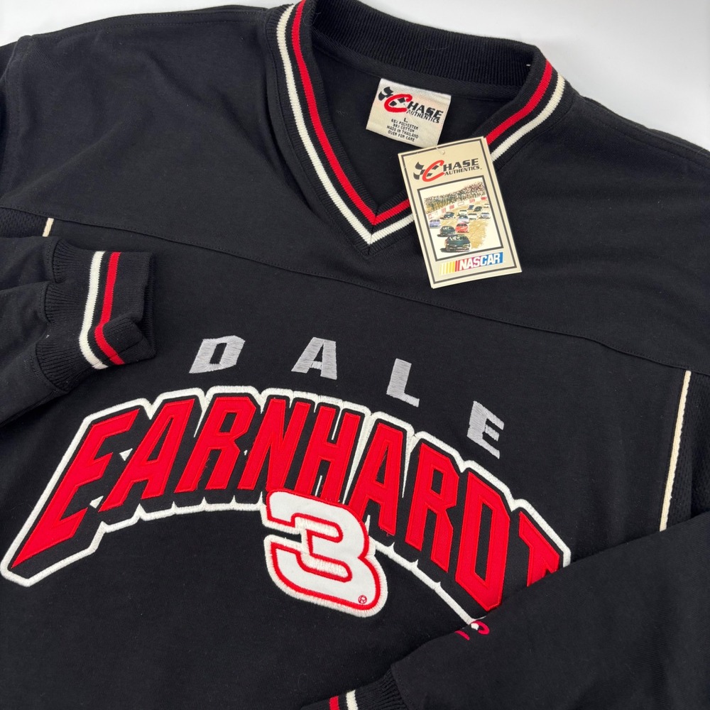 NWT Vtg Chase Authentics Mens Pullover Jersey Large Black Dale Earnhardt NASCAR
